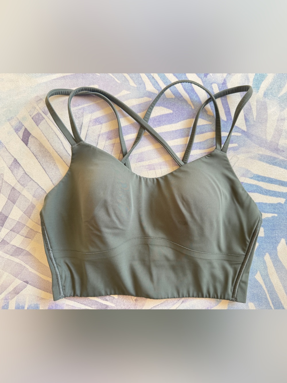 Lululemon Like a Cloud Longline bra, Palm Deco green, 4, B/C cup